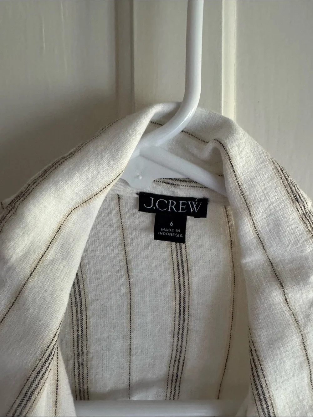 J. Crew Cream and Tan Striped Button-Down Shirt
